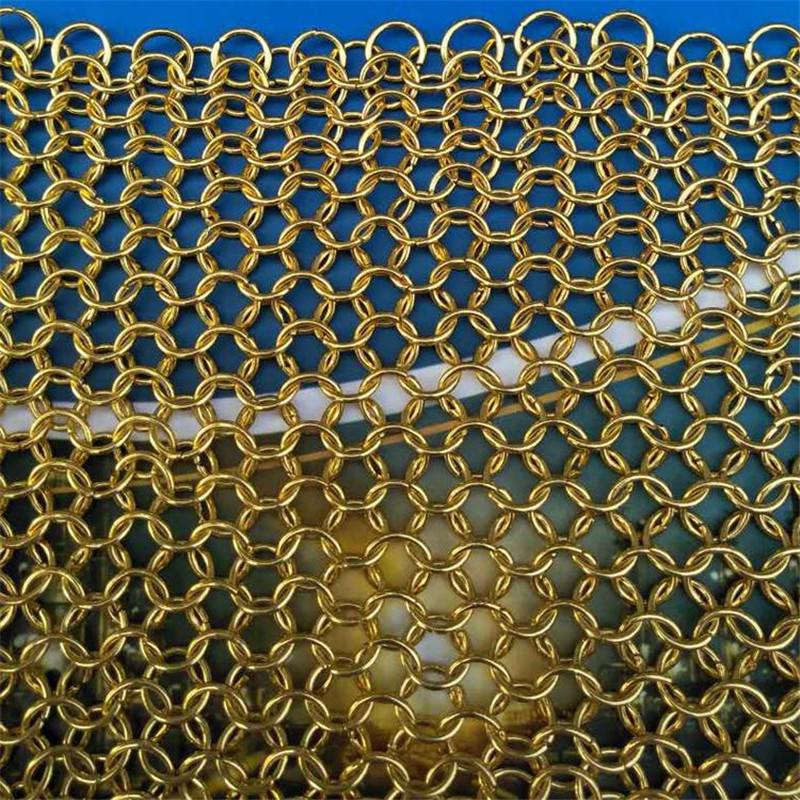 不锈钢网装饰金属网平面隔断可折叠金属网帘墙面金色编织铁丝网画