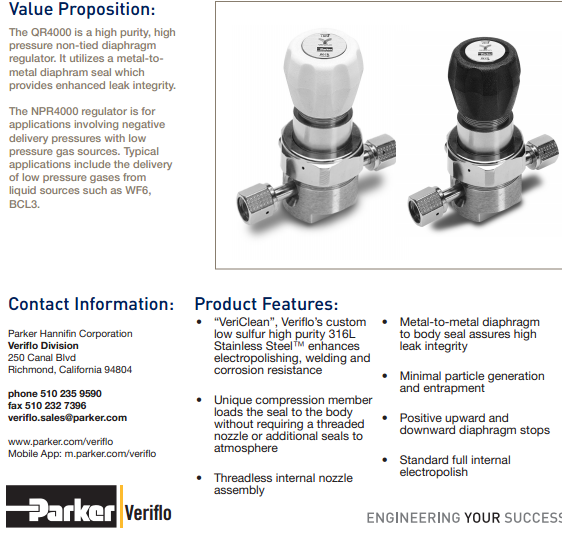 派克parker压力调节器qr4000/npr4000系列