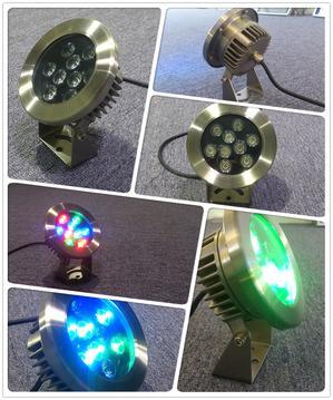 LED9W全不锈钢水底灯LED全铜12W圆形水下投光灯IP68