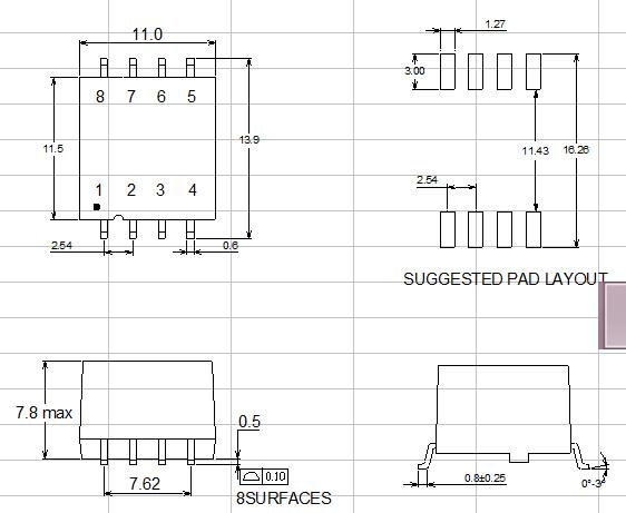 SOP8共模电感1.15MH 1:1.31西门子通讯变压器网络滤波器