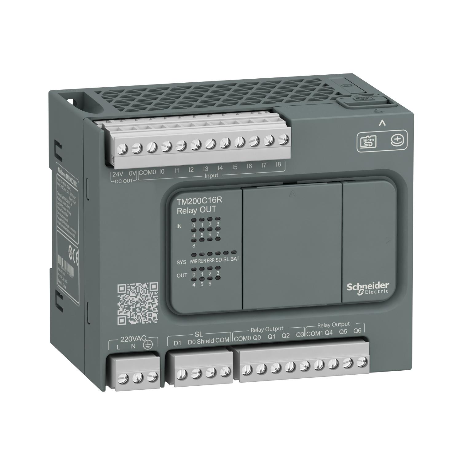 Schneider一体型TM200C16R可编程逻辑控制器，16点IO，继电器输出