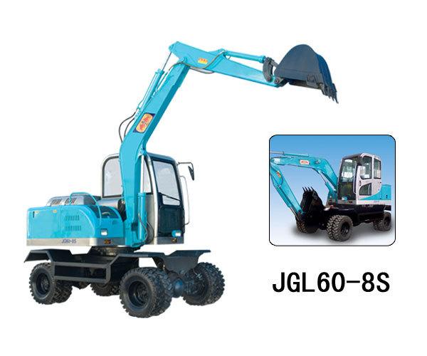 国产轮式360度中型挖掘机/JG608S轮胎式液压小型挖掘机小型轮式挖掘机