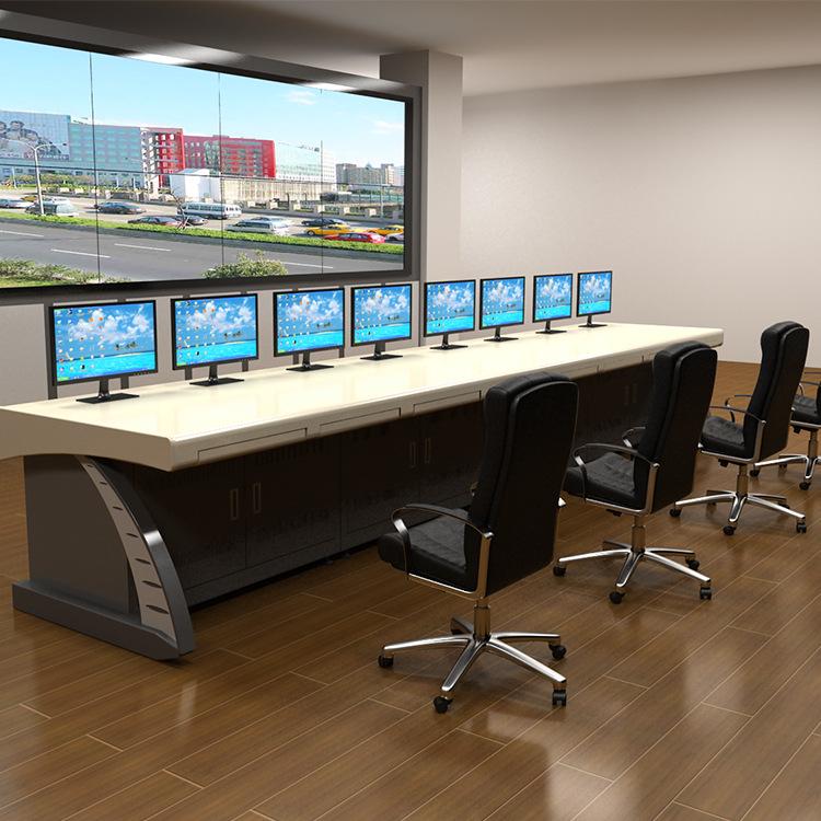 监控室控制台指挥中心调度中心工作台监控桌监控平台弧形现代高端大气