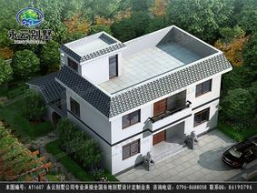 AT1607带内庭院二层简约实用平顶房屋设计全套图纸11.1mX12.3m