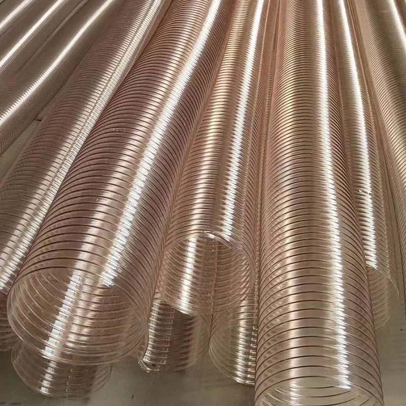 河北pu钢丝除尘管生产厂家 pu镀铜耐磨钢丝通风管价格