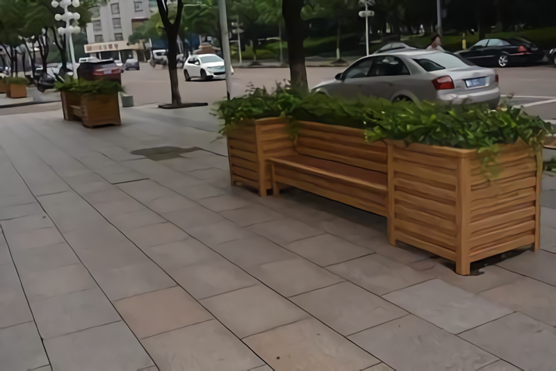 西安护栏隔离花箱定制厂家供应新型市政道路仿木纹花盆