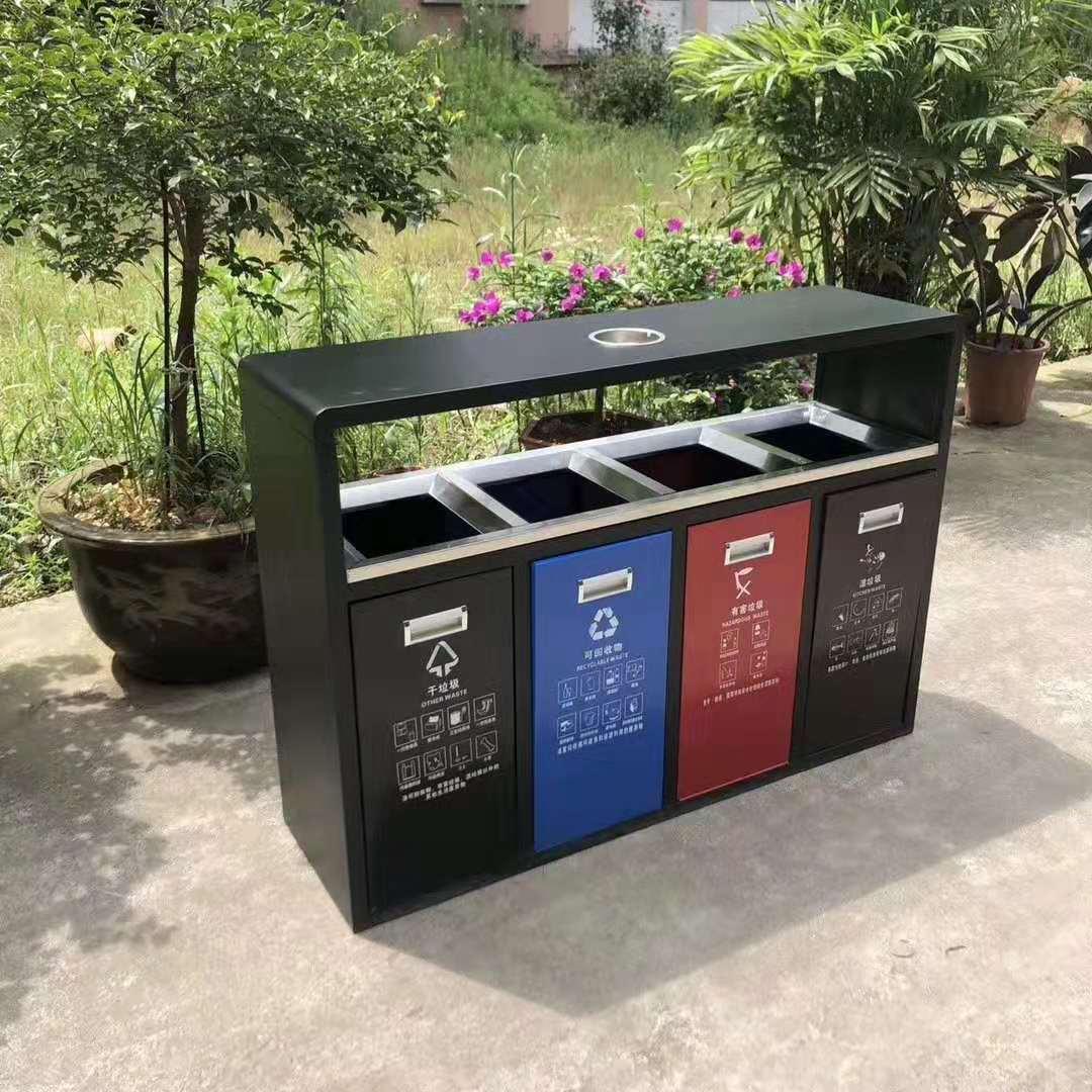 户外垃圾桶塑木分类环卫环境小区景区大号钢木果皮箱木垃圾箱-阿里巴巴