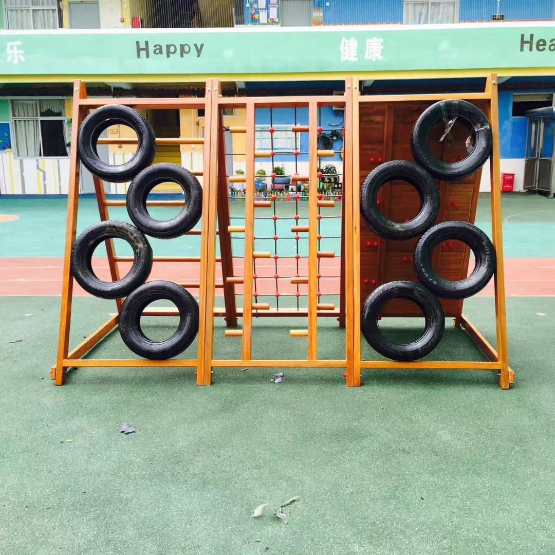 深圳小区儿童游乐场木质组合玩具 花梨木组合滑梯