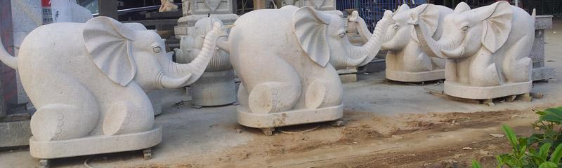 米黄色花岗岩大象雕刻GAB573