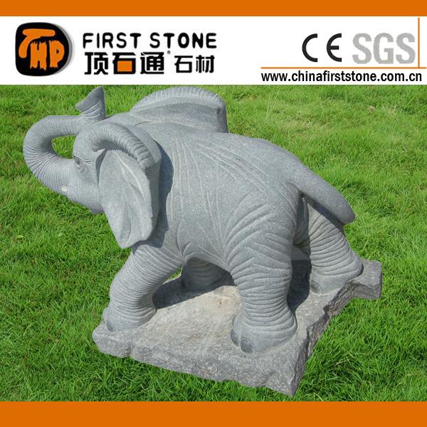深灰色花岗岩小象雕刻GAB572