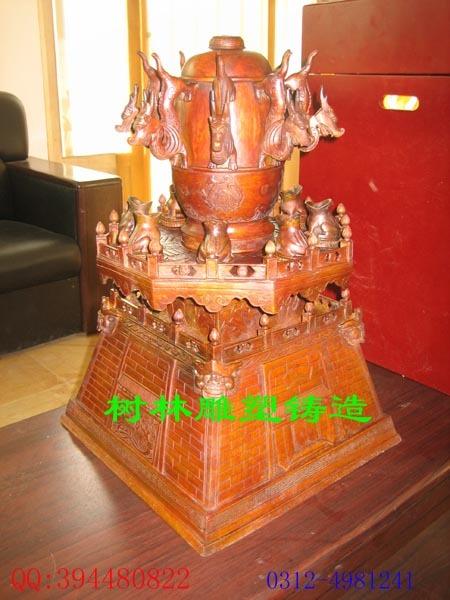 河北树林铜雕工艺品厂供应各种铜香炉，地震仪雕塑