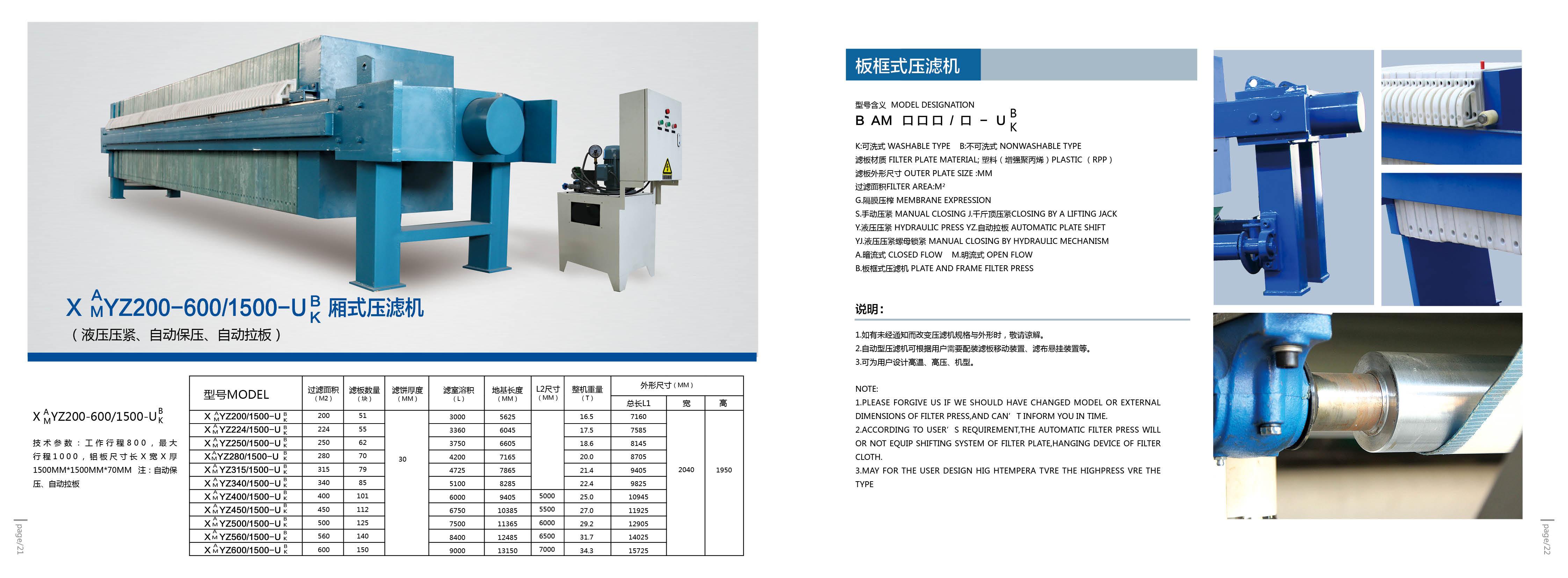 隔膜压滤机环保产品XG200/1250-UB