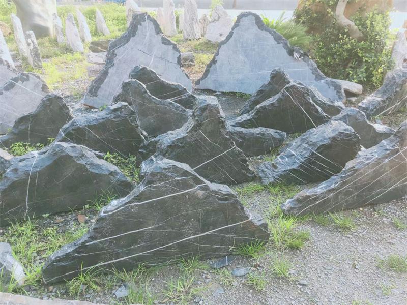 黑山石厂家批发 黑山石切片石制作 景观摆放石切片石