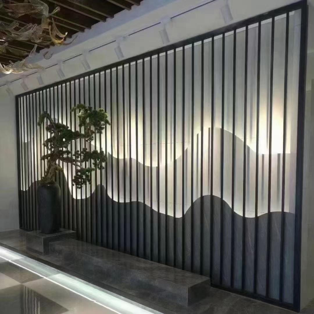 轻奢入户不锈钢中式镂空隔断玄关简约现代餐厅装饰客厅屏风墙