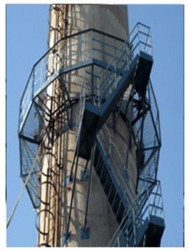 乌海烟囱安装旋转梯|烟囱折梯安装|烟囱安装检测平台