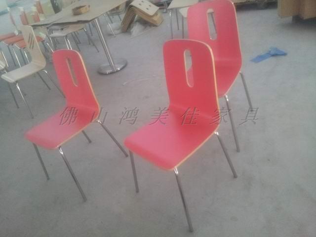 彩漆餐椅，防火板餐椅，新款弯木餐椅
