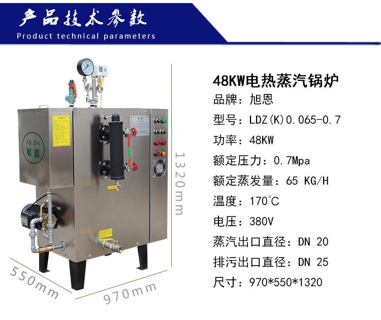 旭恩48KW电热蒸汽锅炉工业商用小型全自动蒸汽发生器380V电加热