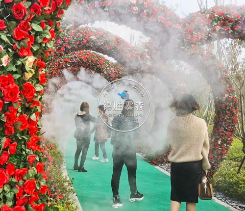 户外广场人造雾降温系统 花园水景高压水雾工程