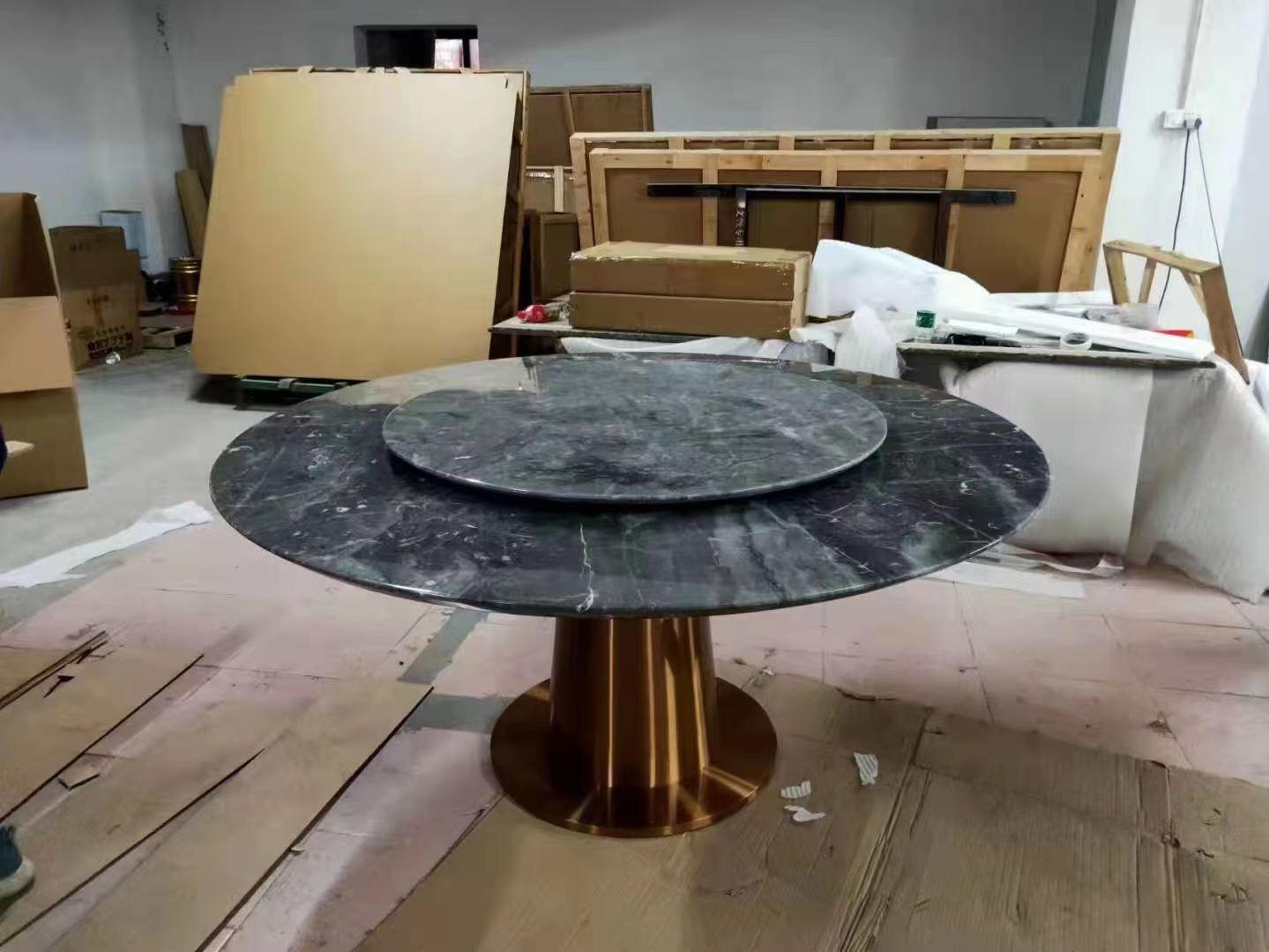 不锈钢大理石餐桌  