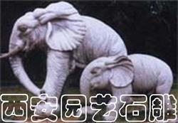 西安市园林汉白玉雕刻工艺厂长期供应各种汉白玉动物雕塑－母子象