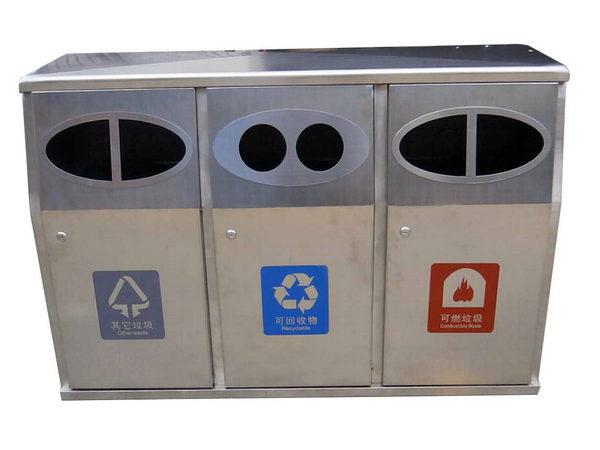 宝鸡景区不锈钢两分类垃圾桶厂家，四分类塑料垃圾桶果皮箱专业定做