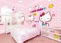 大型儿童房卧室背景卡通粉色holle kitty凯蒂猫温馨主题房墙纸壁