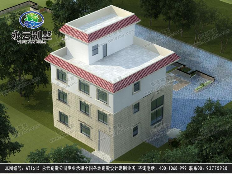 占地140平米AT1615农村私人四层住宅别墅建筑设计图纸12mx12.6m