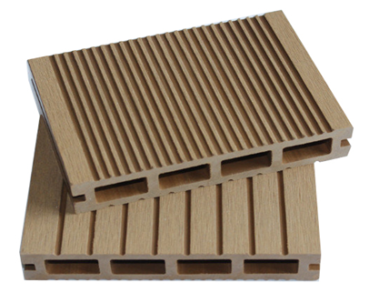 甘肃兰州25*140圆孔红木色木塑地板，方孔塑木户外栈道价格