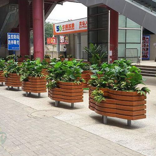 郑州铝合金花箱厂家定做防腐木pvc木塑高低组合花箱