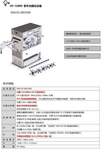 UV 12000 紫外光固化设备 适用管径DN150-DN1600
