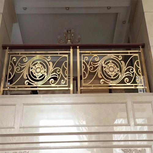 金色镀铜楼梯图片 欧式铜楼梯扶手品牌推荐