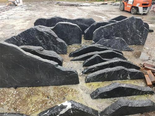 黑山石厂家批发 黑山石切片石制作 景观摆放石切片石