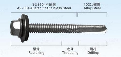 涂层 台湾 BI-METAL 六角 钻尾自攻螺丝 5.5系列1500H槽钢 屋面