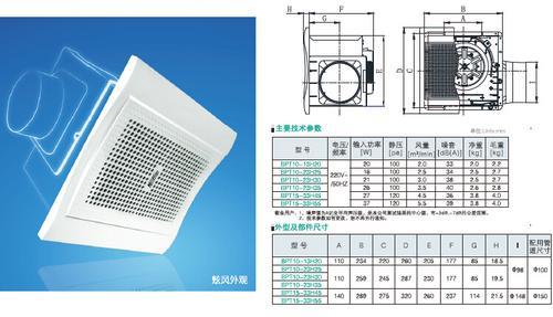 绿岛风换气扇/排气扇/排风扇系列-北京代理销售BPT15-44H65，BPT15-,44H80