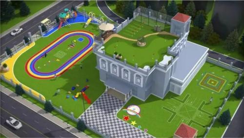 幼儿园草坪图案,幼儿园跑道