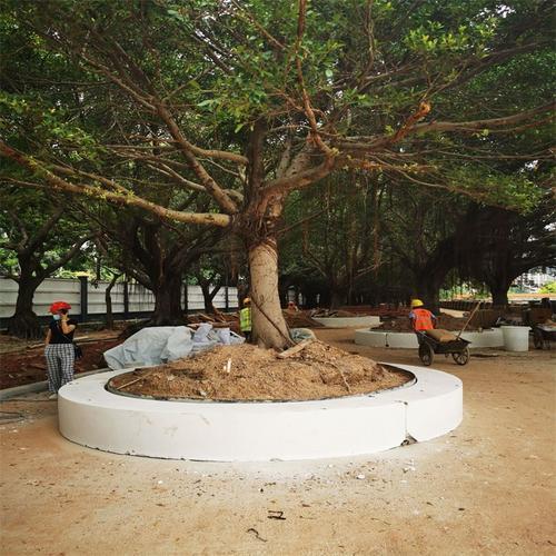浙江公园景墙泰科石树池材料供应商白色泰科石异形坐凳抗压泰科树池花坛